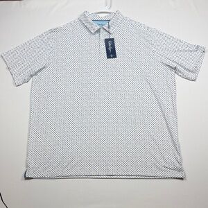 Walter Hagen White and Blue Patterned Polo Shirt XXL NWT